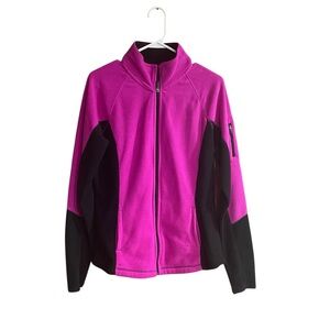 Tek Gear Zip Up Light Jacket Vibrant Pink and Black Womens